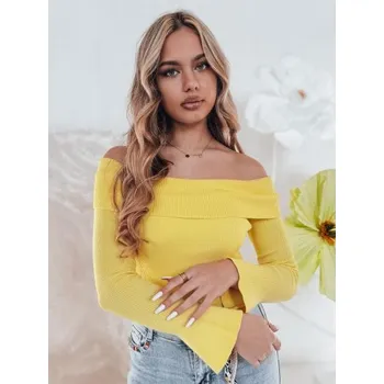 Dámský svetr Dámský svetr jedné velikosti s rozevlátými rameny SHOWIT žlutý