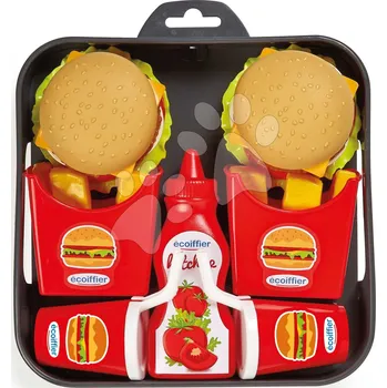 Dětská kuchyňka Set hamburgrů 100% Chef Écoiffier na podnosu od 18 měsíců