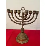 Starý mosazný židovský svícen 9ramenný