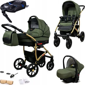 Kočárek Kočárek 4v1 BabyLux LARGO: sportovní kočárek, hluboká korba, autosedačka, základna ISOFIX