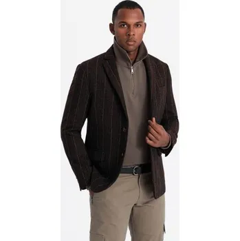 Elegancka męska marynarka w kratkę z wełną - grafitowa V3 OM-BLZB-0137