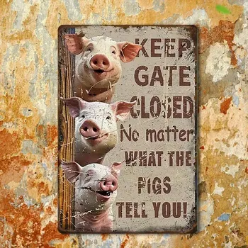 Plechová cedule BAF VINTAGE PLECHOVÁ CEDULE 2D - TŘI PRASÁTKA 30X20 cm