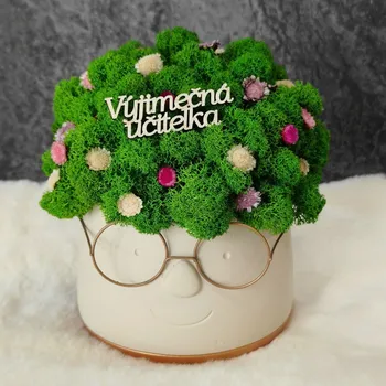 Květináč Dárkový květináč s brýlemi s nápisem „Výjimečná učitelka”