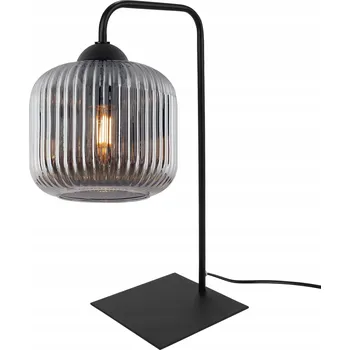 Lampička STOLNÍ LAMPA NOČNÍ LAMPA GRAFITOVÁ DO LOŽNICE GLAMOUR RÝHOVANÉ SKLO