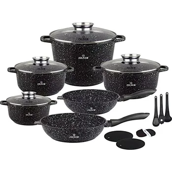 Hrnec Zilner Sada titanových hrnců 17ks ZL-8536, mramor, JUMBO hrnec, indukce
