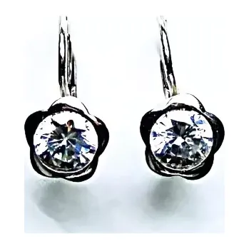 Náušnice Stříbrné náušnice kytička čirý zirkon - NK1271 (Stříbrné náušnice se zirkony )