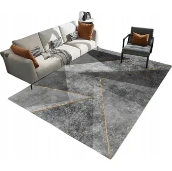 Koberec Koberec šedý 220x160 geometrický trojúhelníky zlatý černý moderní do obýváku