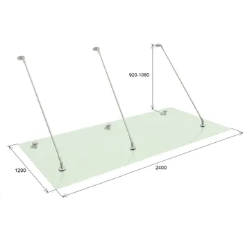 Zábradlí Hahn Steel Skleněný přístřešek - komplet 2400x1200mm AISI 304 včetně skla (sklo - mléčné)