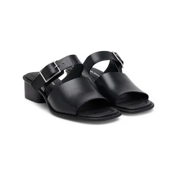 Dámské žabky Nazouváky Calvin Klein Jeans Heel Square Mg Buckle Lth YW0YW01701 Černá 38