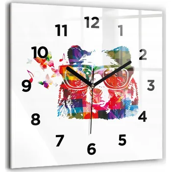 Hodiny Velké tvrzené skleněné nástěnné hodiny s tichým chodem - Medvědí hlava