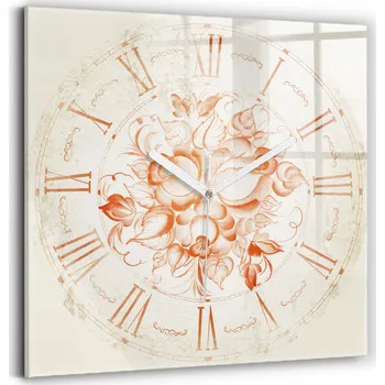 Hodiny Skleněné nástěnné hodiny s římským motivem, tvrzené sklo, 30x30 cm