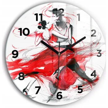 Hodiny Minimalistické Čtvercové Skleněné Foto Hodiny na Zeď Tančící pár fi60 cm