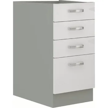 Kuchyňská skříňka Tempo Kondela Skříňka dolní PRADO 40 D 4S BB Odstín: bílá extra vysoký lesk/šedá