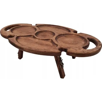 Konferenční stolek Oválný stolek na víno č. 3 - tmavý dub