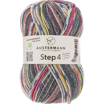 Příze Austermann Step 4 Color 448 Grau bunt (Ponožková příze Step 4 - 448 Grau bunt)