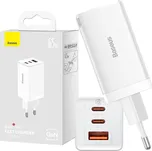 Baseus CCGP120202 GaN5 Pro Quick Nabíječka USB-A + 2x USB-C 65W White