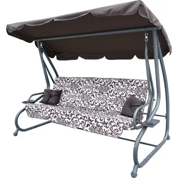 Zahradní houpačka Mamido Zahradní houpačka 2v1 tmavě hnědá s motivem