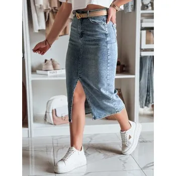 Dámská sukně Džínová midi sukně s rozparkem DENIZA modrá