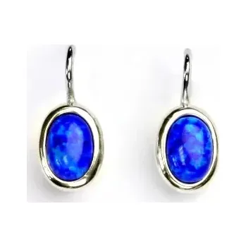 Náušnice Stříbrné náušnice tmavě modrý opál - NK1354 (Stříbrné náušnice s opálem 7 x 5 mm)
