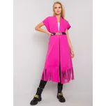 Růžový dámský kardigan s třásněmi DHJ-NA-A17206.69-fuchsia Velikost: ONE SIZE
