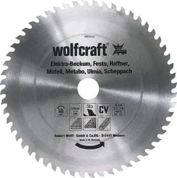 Pilový kotouč Wolfcraft Wolfcraft pilový kotouč pro cirkulárky rychlé, hrubé řezy, pr. 250x30 Z56 6600000