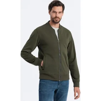 Pánská mikina Rozepínací bavlněná pánská mikina bomber - kaštanová V13 OM-SSZP-0215