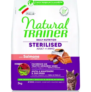 Krmivo pro kočku 3kg Trainer Natural Sterilised Salmon