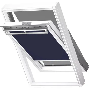 Okno Velux kombinace DOP pro MK06 roleta zatemňující DKL SWL 1100 tmavě modrá + markýza, bílé lišty