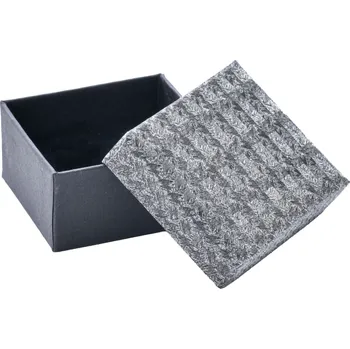 Dárková krabička B-TOP Třpytivá papírová dárková krabička na šperky 4,5 x 5 cm - šedá/ černá