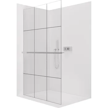 CERANO - Sprchová zástěna Walk-in Crystal L/P - 8 mm + polička/držák na ručníky - bezvzpěrový systém - chrom, industriální sklo - 160x200 cm