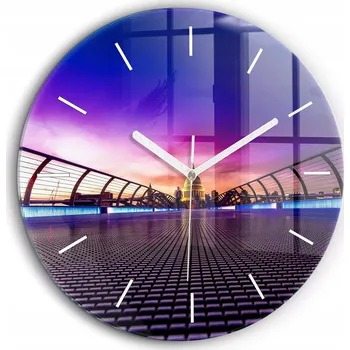 Hodiny Moderní skleněné nástěnné hodiny Katedrála Sv. Pavla bílé ručičky fi60 cm