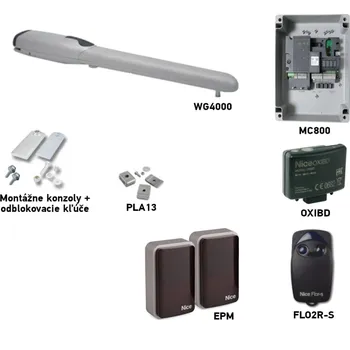 Pohon brány Sada pohonu NICE Wingo 4000 pro jednokřídlou bránu do 2 m/400 kg s fotobuňkami
