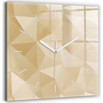 Hodiny Skleněné hodiny s potiskem Tiché Klasické Nástěnné Trojúhelníky abstrakce 30x30