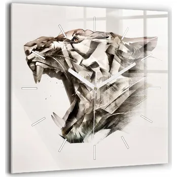 Hodiny Velké čtvercové nástěnné hodiny s malovaným portrétem tygra 60x60 cm