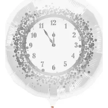 Balónek Foliový balonek stříbrný - hodiny 45 cm