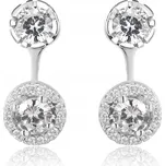 Beneto Luxusní stříbrné náušnice 2 v 1 s krystaly AGUP1172