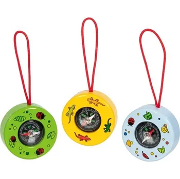 Dřevěná hračka Goki kompas - přívěšek 4,5 cm Barva: Zelená