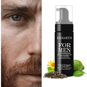 BIOEARTH Čistící pěna na obličej a vousy pro muže 150ml
