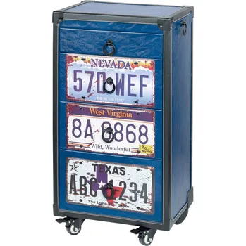 Kadeřnické křeslo Kadeřnický pojízdný vozík Sibel Barber - modrý (6002330) + dárek zdarma