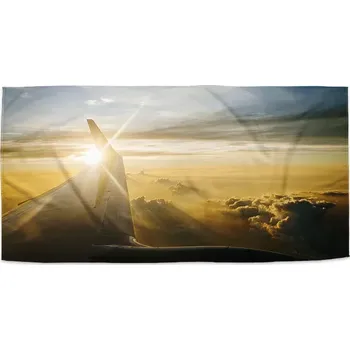 Ručník Sablio Ručník s potiskem Křídlo letadla nad mraky - 30x50 cm