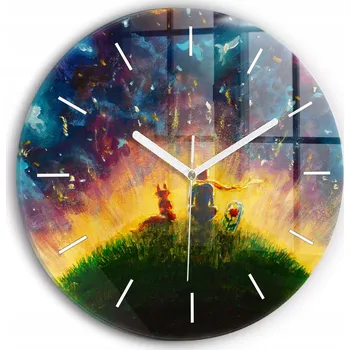 Hodiny Moderní skleněné nástěnné hodiny s potiskem Abstrakce Malý princ průměr 30 cm