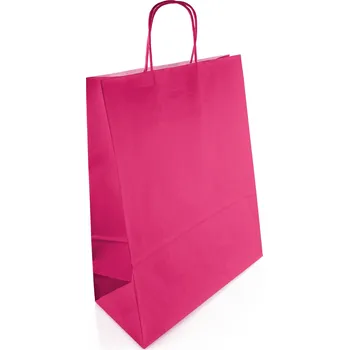 Dárková taška Papírová taška kraft růžová s uchem 250x110x320 mm - 10 Ks.