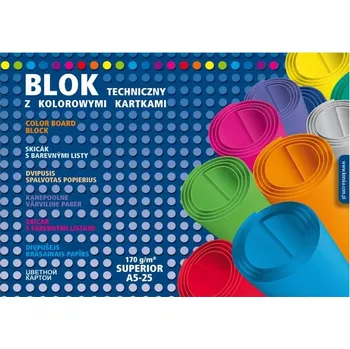 BAREVNÝ Technický Blok ŠKOLNÍ Bloky 10 kusů sada A5 25 Listů Kreska