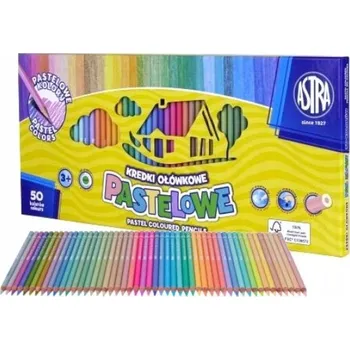 Pastelka Pastelové Pastelky Astra, pastelky v tužce, školní pastelky pro děti Astra, 50 ks