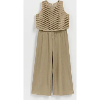 Dívčí šaty Reserved - Overal s krajkovým topem - hnědozelená - 846CY-78X - 846CY-78X-164