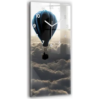 Hodiny Vertikální Skleněné Nástěnné Hodiny do Kanceláře s Motivem Balónu na obloze 30x60 cm