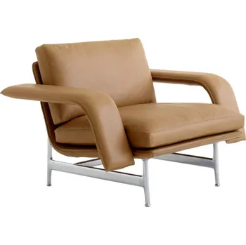 Křeslo &Tradition Křeslo Meantime AV29, cognac/polished aluminium