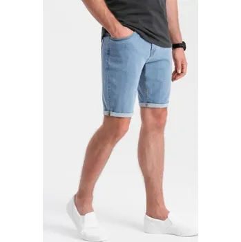 Pánské kraťasy Pánské džínové kraťasy s ohrnutými nohavicemi - modré V2 OM-SRDS-0134