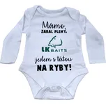LK Baits body dlouhý rukáv 6-9 měsíců Mámo zabal pleny zelený nápis