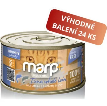 Krmivo pro kočku Marp Holistic Plus konzerva pro kočky – Tuňák se sardinkami a borůvkami v želé 24x70g